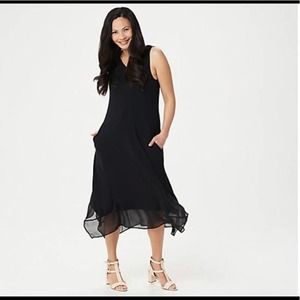 LOGO Lori Goldstein Knit Maxi Dress Chiffon XS